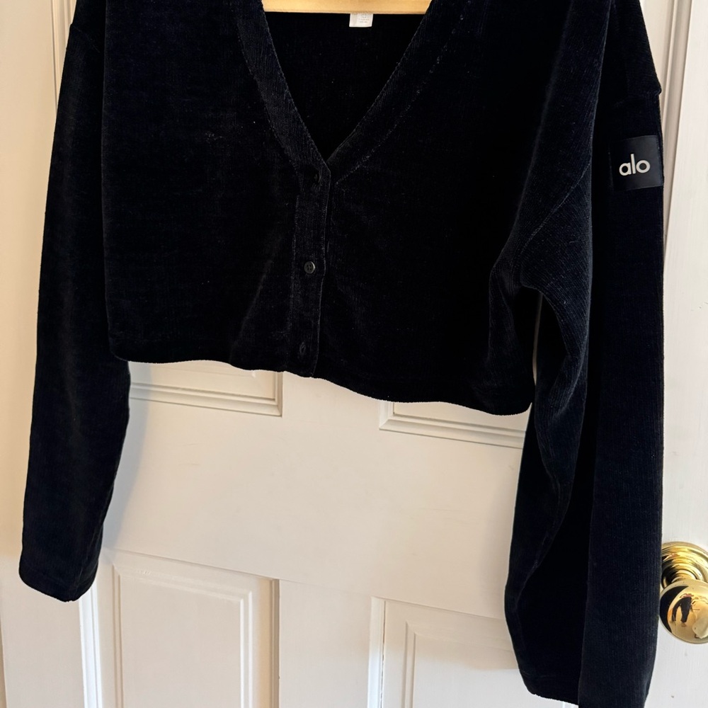 ALO Yoga Black Cropped Cardigan